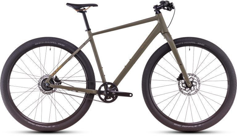 Cube Hyde Pro 2025, vélo urbain à fourche carbone et moyeu à vitesses intégrées, vue de profil