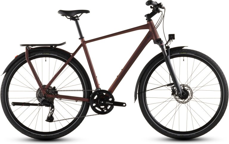 Cube Kathmandu Pro 2026 sunglow, vélo de trekking aluminium à porte-bagage intégré, vue de profil