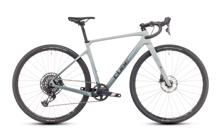 Cube Nuroad WS C:62 SLX 2024, gravel carbone à transmission SRAM AXS sans fil, vue de profil