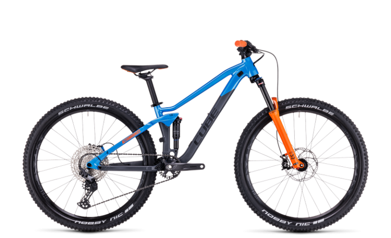 Cube Stereo 120 Rookie 2024, VTT tout-suspendu de cross-country coloris actionteam, vue de profil