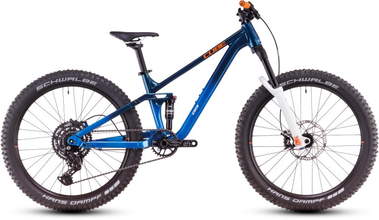 Cube Stereo 240 ONE 2025, VTT enfant tout-suspendu 24 pouces coloris actionteam, vue de profil