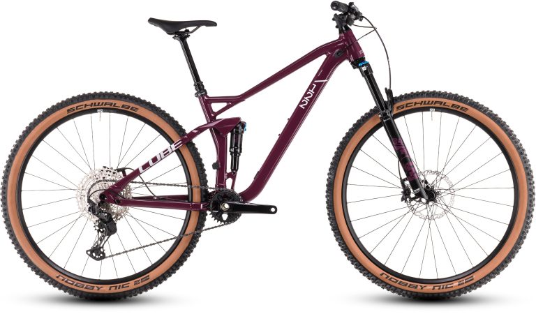 Cube Stereo ONE22 Race 2025, VTT tout-suspendu de trail à cadre aluminium et fourche Fox, vue de profil