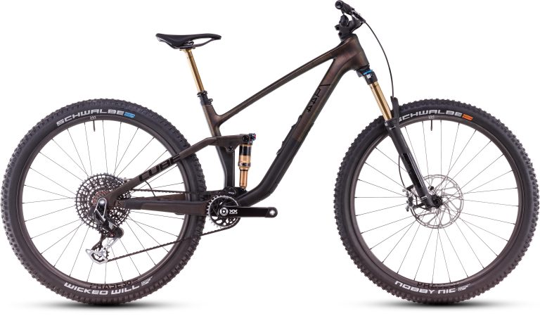 Cube Stereo ONE44 C:68X SLT 29 (2025), VTT tout-suspendu carbone de trail, vue de profil