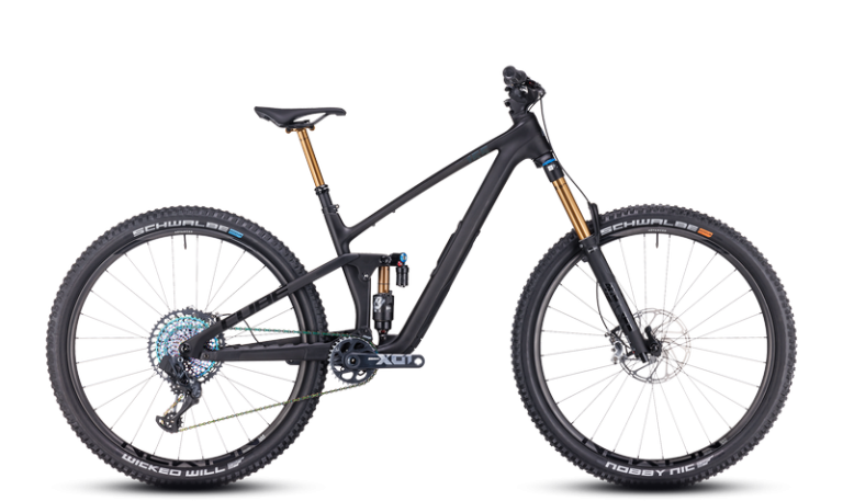 Cube Stereo ONE55 C:62 SLT en 29 pouces, VTT d’enduro carbone tout-suspendu, vue de profil