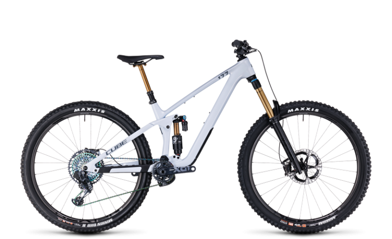 Cube Stereo ONE77 C:68X SLT en 29 pouces, VTT d’enduro carbone tout-suspendu à 170 mm, vue de profil