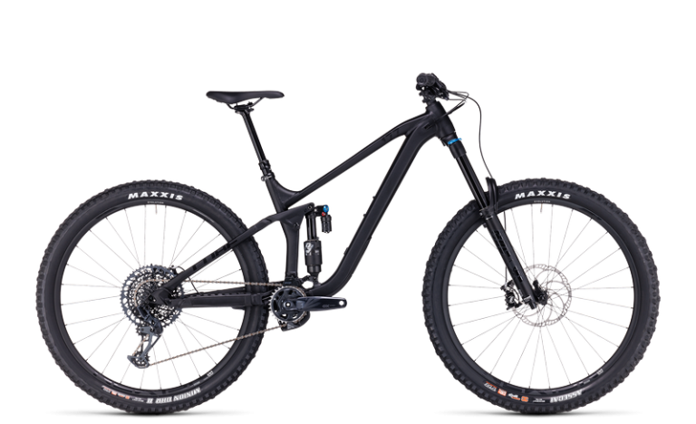 Cube Stereo ONE77 Pro black anodized en 29 pouces, VTT d’enduro aluminium à 170 mm, vue de profil