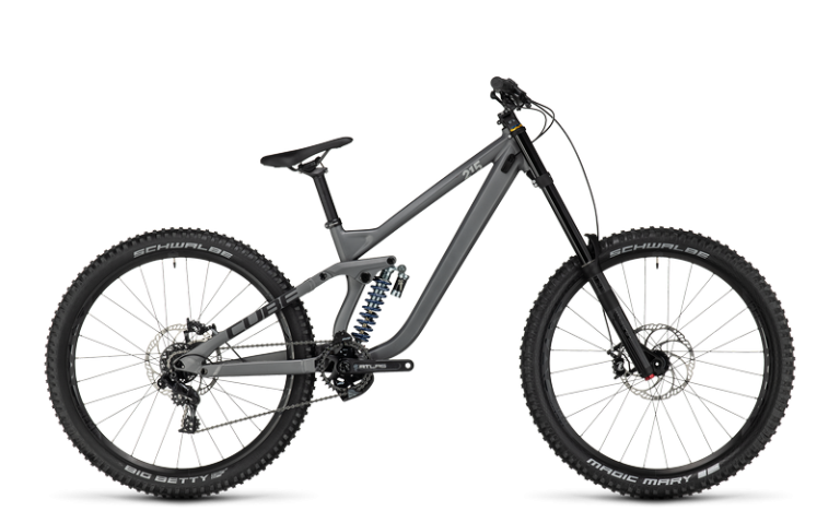 Cube TWO15 Pro 27.5 en coloris grey´n´black, VTT de descente aluminium à fourche double té X-Fusion