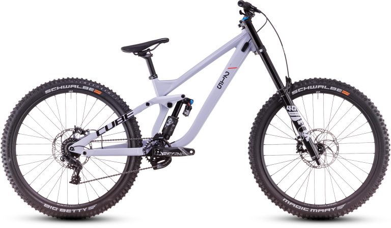 Cube TWO15 Race 27.5 en coloris cyclamen´n´black, VTT de descente aluminium à fourche Fox 40