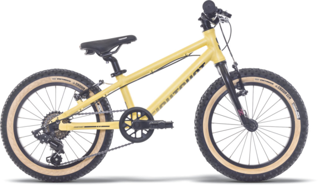 Eightshot COADY 16 SL citron, vélo enfant 16 pouces à cadre aluminium et fourche rigide, vue de profil