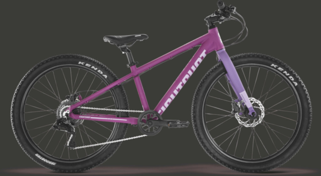 Eightshot COADY 24 SL DISC violet plat, vélo enfant 24 pouces à freins à disque hydrauliques, vue de profil