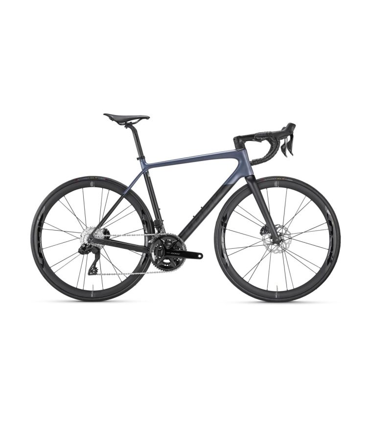 Look 785 Huez 2 Grey Blue Satin, vélo de route carbone en Shimano 105 Di2, vue de profil
