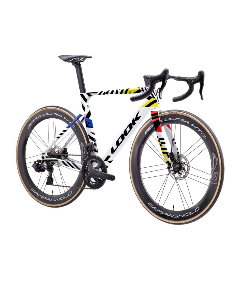 Look 795 Blade RS Iconic Prisme, vélo de route aéro à roues Campagnolo Bora WTO 60, vue de profil