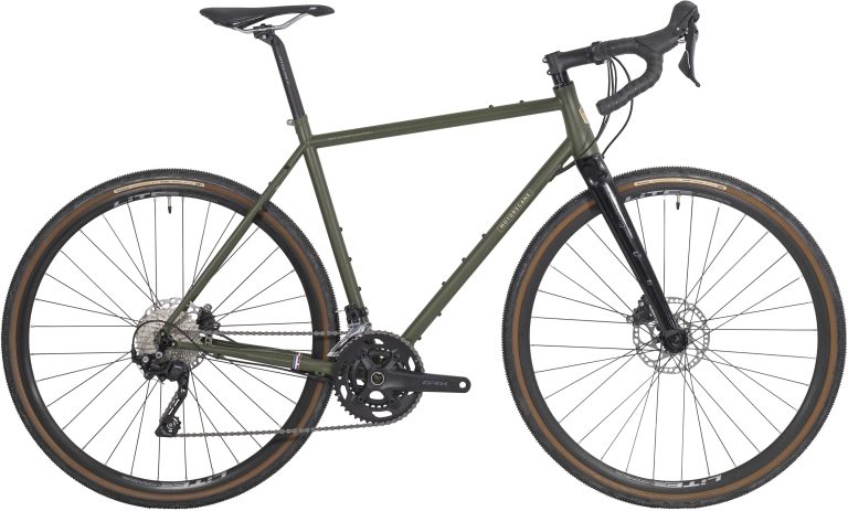 Motobécane 1923-73 Team Champion GRX400 2026 vert mat, gravel à cadre acier, vue de profil