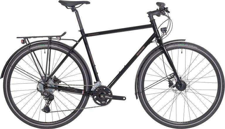 Motobecane 1976-26 Randonneur 2026, vélo de randonnée en acier noir brillant, vue de profil