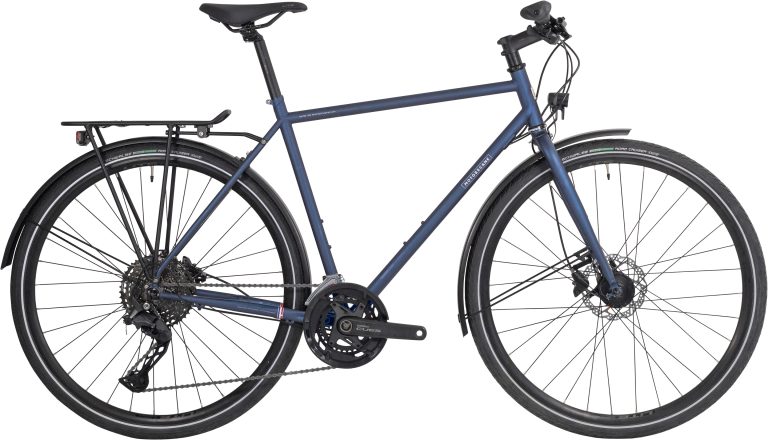 Motobecane 1976-26 Randonneur 2026, vélo de ville en acier bleu mat, vue de profil