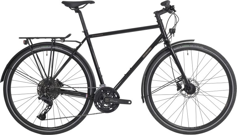 Motobecane 1976-26 Randonneur 2026, vélo de ville acier noir brillant, vue de profil