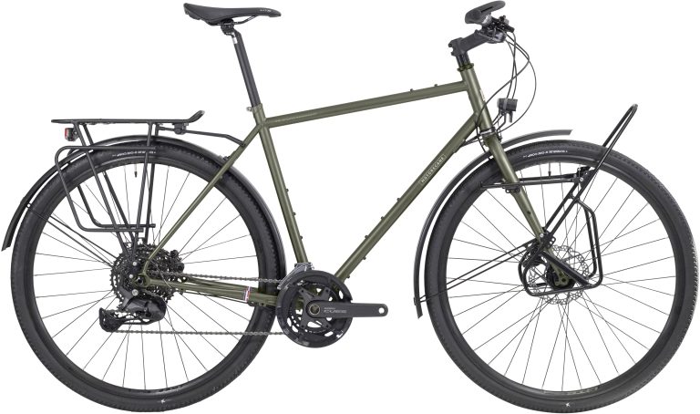 Motobecane 1976-26 Super Randonneur 2026, vélo de randonnée acier vert mat, vue de profil