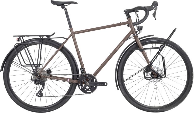 Motobecane 1976-26 Super Randonneur 2x12 2026, vélo de trekking acier cuivre mat, vue de profil