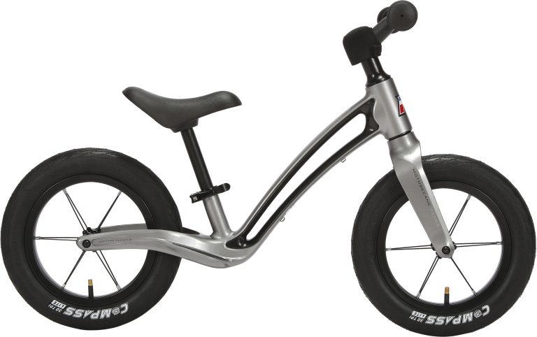 Motobecane Roadie Unisex 12in, premier vélo enfant en 12 pouces à cadre magnésium anthracite, vue de profil