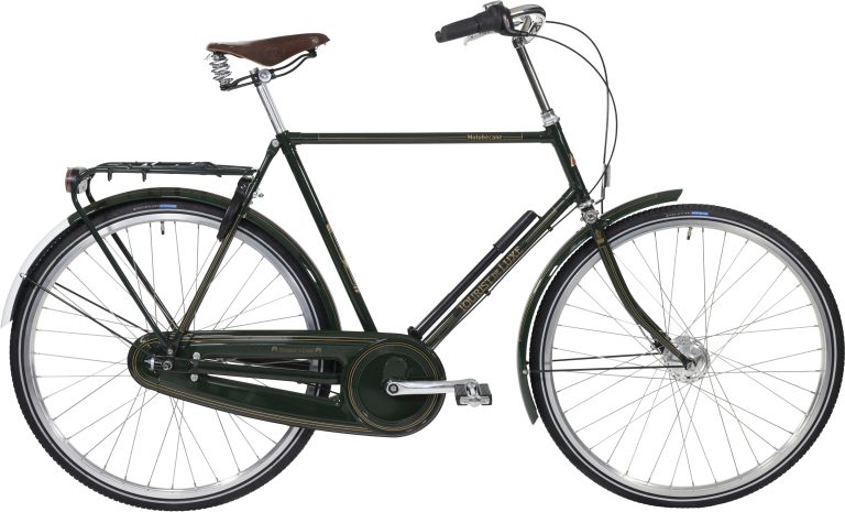 Motobecane Tourist de Luxe Gent 2026, vélo de ville en acier vert foncé, vue de profil
