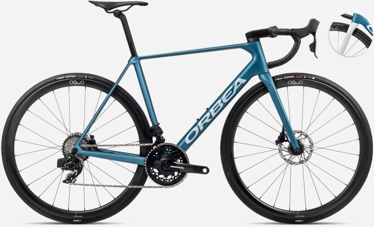 Orbea Orca M21eTEAM PWR 2024, vélo de route de course en SRAM Force AXS, vue de profil