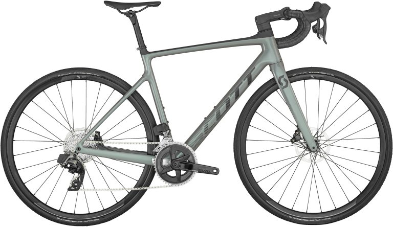 Scott Addict 10 2024 coloris Prism Grey Green, vélo de route endurance carbone, vue de profil