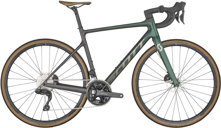 Scott Addict 20 2024 coloris Prism Aqua Blue, vélo de route endurance carbone, vue de profil