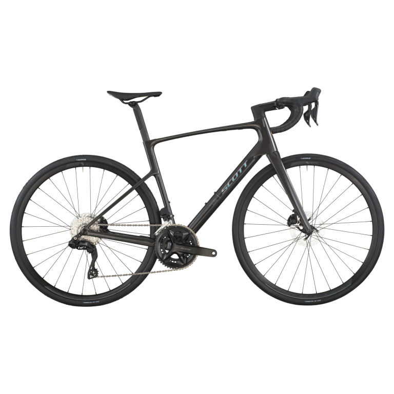 Scott Addict 40 2026, vélo de route endurance carbone coloris carbon black, vue de profil