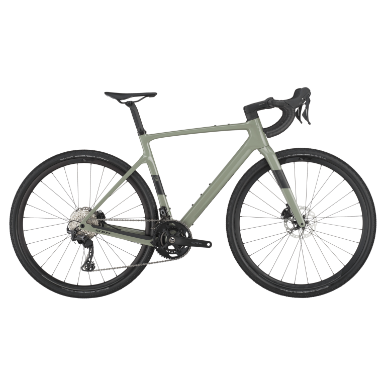 Scott Addict Gravel 50 2025, gravel carbone à double plateau Shimano GRX, vue de profil