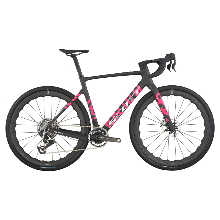 Scott Addict Gravel RC 2026, gravel de course carbone HMX en SRAM RED XPLR, vue de profil
