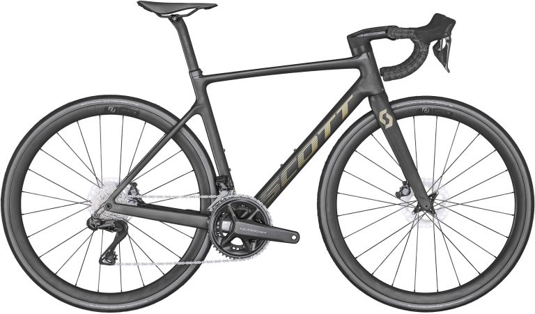 Scott Addict RC 15 noir 2024, vélo de route de compétition à cadre carbone, vue de profil