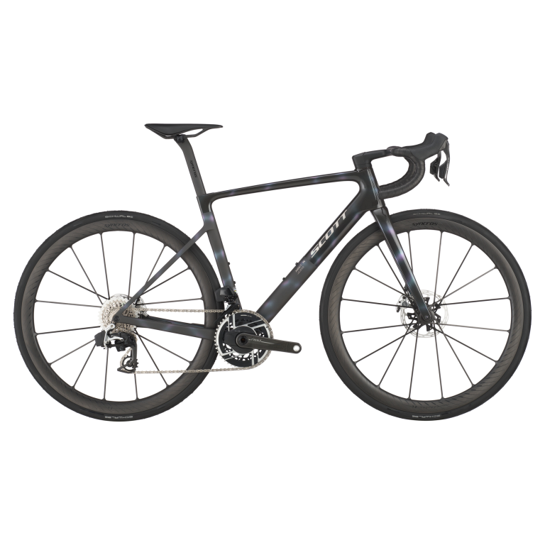 Scott Addict RC Ultimate 2025, vélo de route de course carbone noir, vue de profil