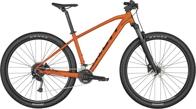 Scott Aspect 740 2024 orange Prism Paprika, VTT semi-rigide aluminium, vue de profil