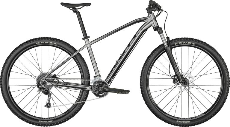 Scott Aspect 750 2024 gris Slate Grey, VTT semi-rigide aluminium, vue de profil