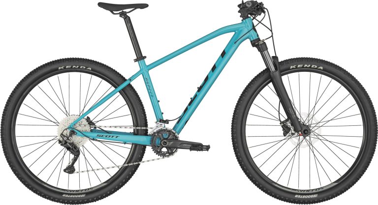 Scott Aspect 930 Cu 2024 en coloris Cerulean Blue, VTT semi-rigide aluminium, vue de profil