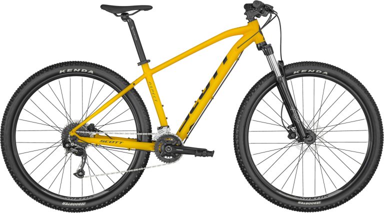 Scott Aspect 950 Cu 2024 en coloris Sunflower Yellow, VTT semi-rigide, vue de profil