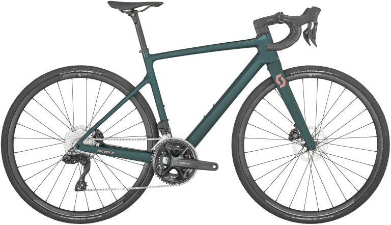 Scott Contessa Addict 15 2024, vélo de route carbone vert Rainforest, vue de profil