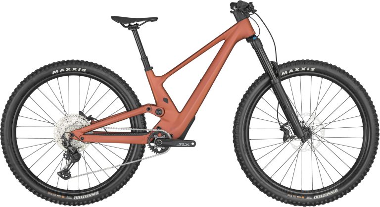 Scott Contessa Genius 920 2024, VTT tout-suspendu de trail, vue de profil côté transmission