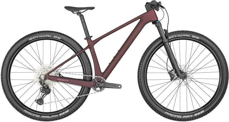 Scott Contessa Scale 910 2024, VTT de cross-country semi-rigide carbone, vue de profil