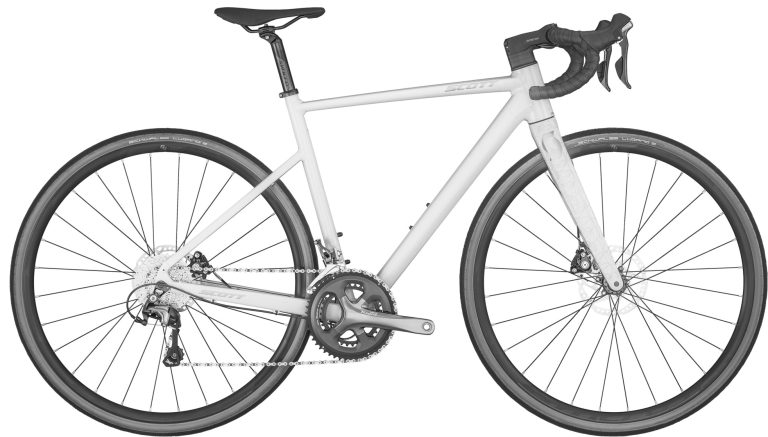 Scott Contessa Speedster 15 EU 2024, vélo de route aluminium à fourche carbone, vue de profil