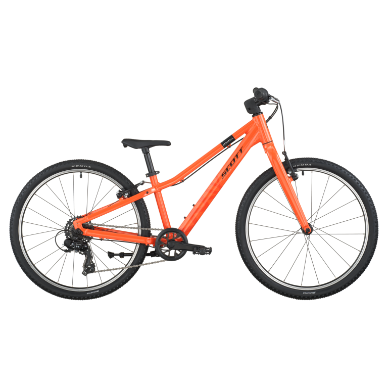 Scott Contrail 400 2026, vélo enfant 24 pouces à cadre aluminium coloris flame orange, vue de profil