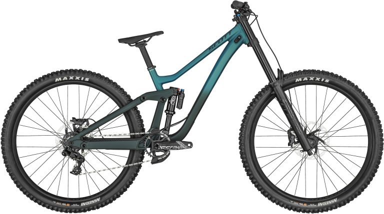 Scott Gambler 910 2024, VTT de descente à cadre aluminium et fourche FOX 40, vue de profil