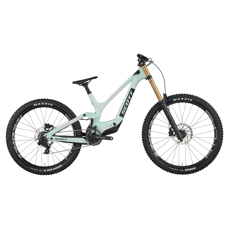 Scott Gambler RC 2026, VTT de descente carbone à fourche double té FOX 40, vue de profil