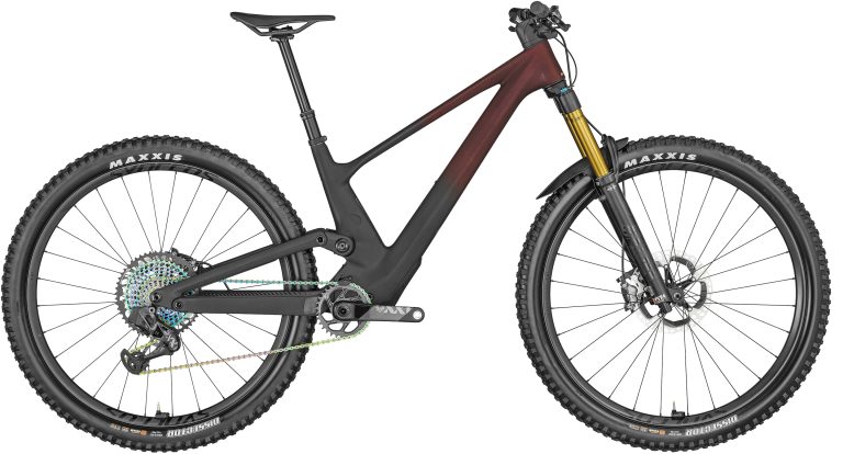 Scott Genius 900 Ultimate 2024, VTT tout-suspendu carbone à cockpit monobloc, vue de profil