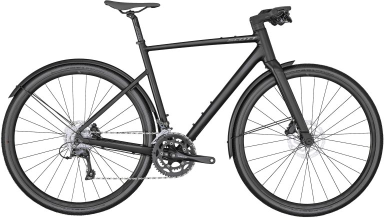 Scott Metrix 30 EQ (TW) 2024, vélo de trekking aluminium à guidon plat, coloris noir