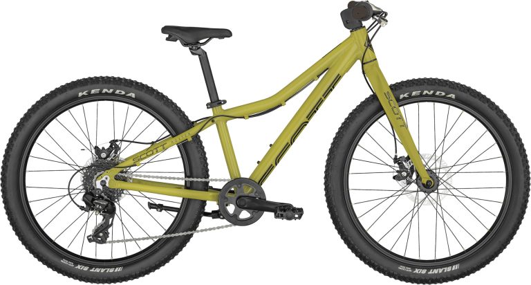 Scott Roxter 24 green 2024, vélo enfant 24 pouces à pneus larges, coloris Savana Green, vue de profil