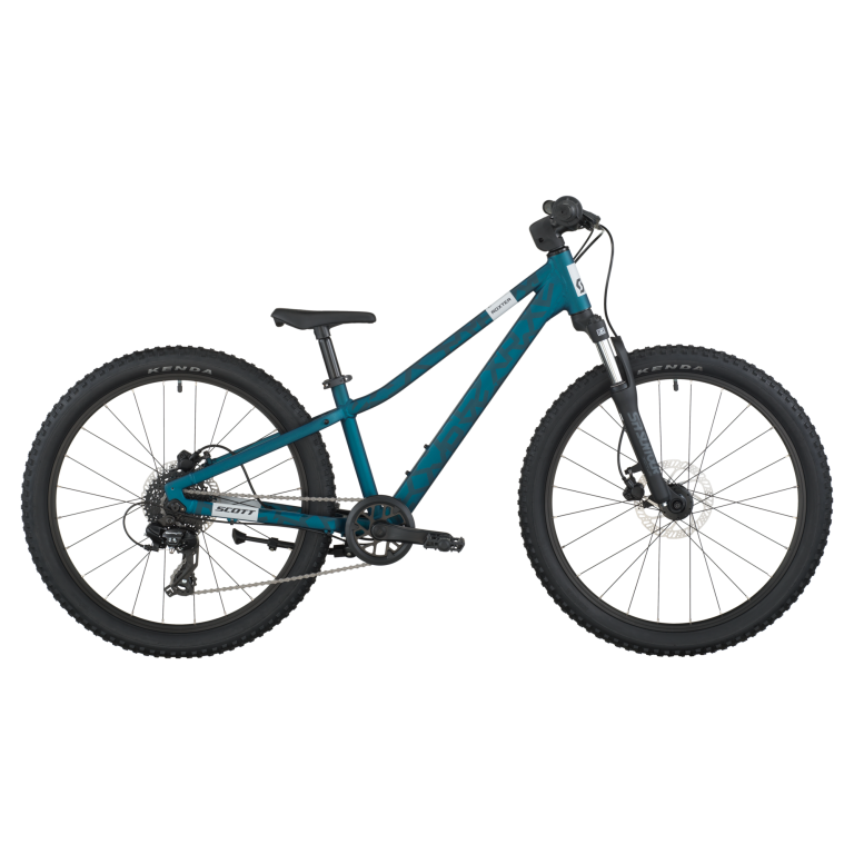 Scott Roxter 400 2026, vélo enfant 24 pouces à fourche suspendue, coloris loch green, vue de profil