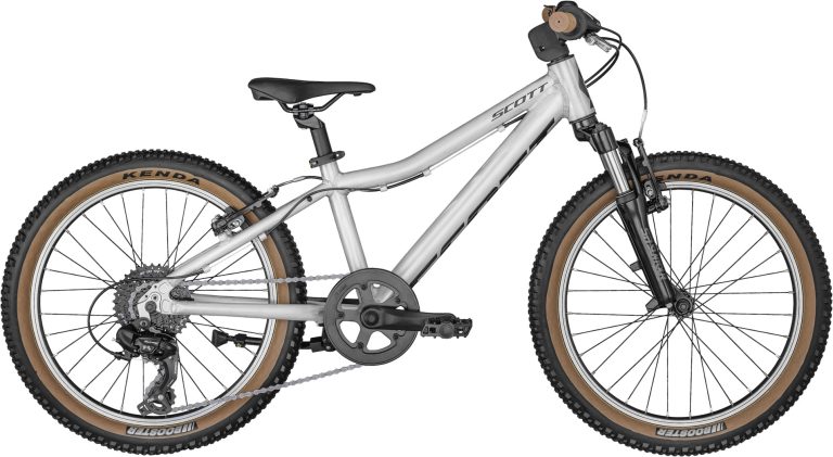 Scott Scale 20 silver KH 2024, VTT enfant 20 pouces en aluminium brut, vue de profil