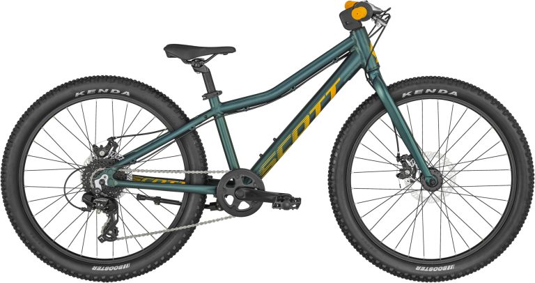 Scott Scale 24 rigid 2025, VTT enfant 24 pouces vert à fourche rigide, vue de profil