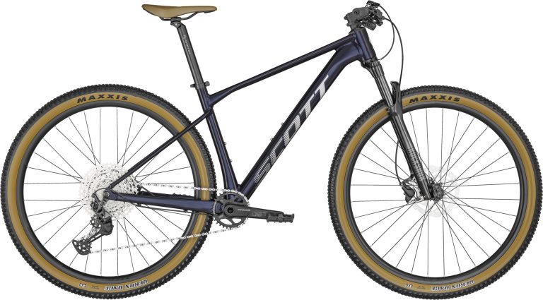 Scott Scale 965 bleu, VTT hardtail de cross-country 29 pouces à cadre aluminium, vue de profil